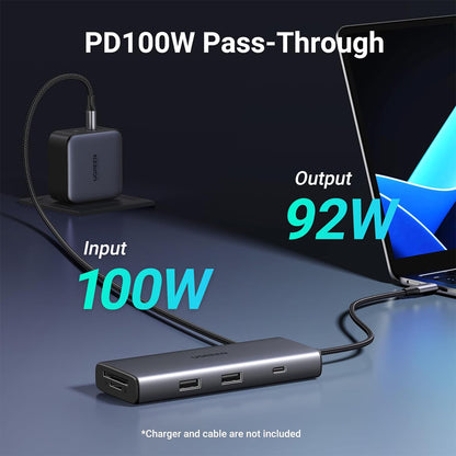 UGREEN Revodok Pro 107 7-in-1 USB Type C Hub with Dual USB A Ports, 4K 30Hz HDMI, 100W PD with Pass Through, and SD/TF Card Reader for PC, Laptop Computer, Tablet, Phone | 15531