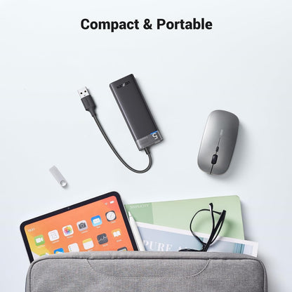 [CLEARANCE] UGREEN 4-Port USB 3.2 Gen 1 Data Transfer Hub with USB C Charging Port, 5Gbps High-Speed Transmission, LED Light & 0.2M USB A Nickel Braided Cable for Keyboard, Game Consoles, Mouse, Printer, HDD w/ Windows, macoS, Linux Systems
