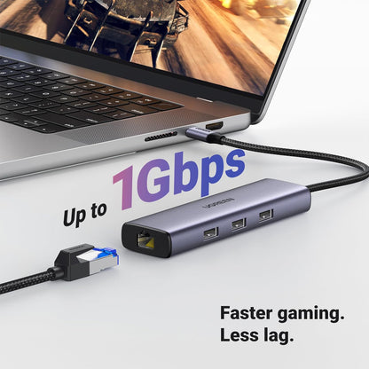 [CLEARANCE] UGREEN Revodok 6-in-1 Multifunctional USB C Hub with 4K UHD HDMI, 100W PD Fast Charger, 2x 480Mbps USB A 2.0, 5Gbps USB A 3.0, 1000Mbps RJ45 Gigabit Ethernet Port for MacBook, iMac, PC, Laptop, etc. - Supports Windows, macOS, Linux | 15495