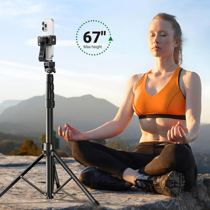 UGREEN 70-inch Aluminum Tripod Selfie Stick with Bluetooth Remote Controller, 4-Leg Section, 360 Degree Pan Head - Compatible for iPhone, Samsung Smartphones, Digital Camera, Go Pro / Action Cameras | For Selfies, Live Streaming & Vlogging