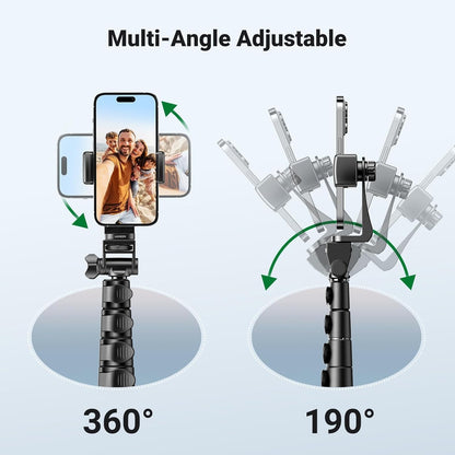 UGREEN 70-inch Aluminum Tripod Selfie Stick with Bluetooth Remote Controller, 4-Leg Section, 360 Degree Pan Head - Compatible for iPhone, Samsung Smartphones, Digital Camera, Go Pro / Action Cameras | For Selfies, Live Streaming & Vlogging