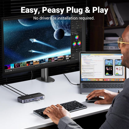 UGREEN 2 In, 4 Out USB 3.0 Peripheral Switch Hub with Cross Device File Sharing Transfer, Support for Keyboard and Mouse Inputs and Other USB-C Devices, and Included Wired Remote Control for Up to 2 PC and Laptop Computers | 15705
