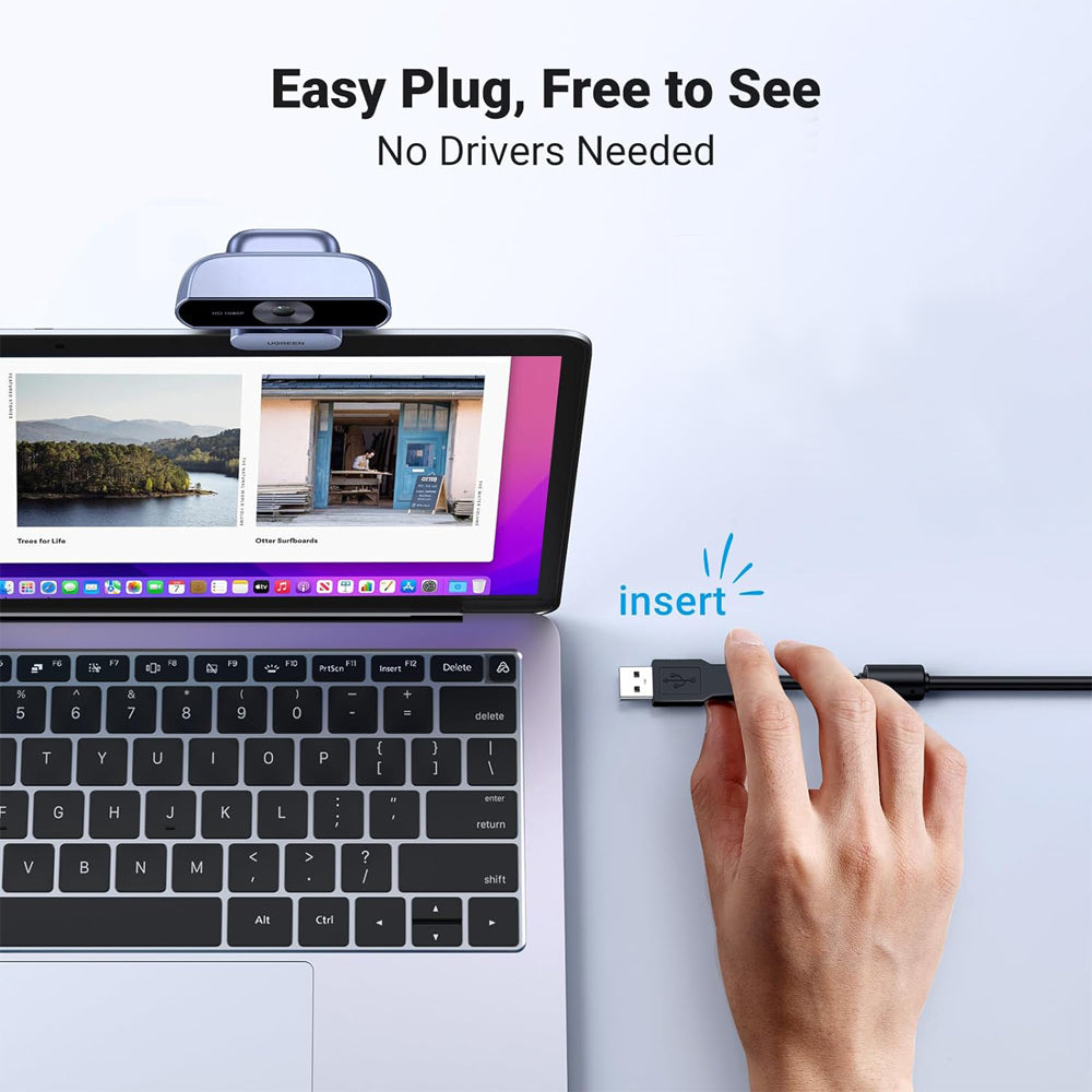 UGREEN 1080p Full HD USB Clip On Webcam Camera with Wide Angle 85 Degree View, Built-In Noise Reduction Microphone and Automatic Light Correction for PC, Laptop, Desktop Computer, Video Conference, Live Streaming and Recording | 15728