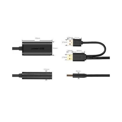 UGREEN 10 Meters USB 2.0 Type A Female to Male Gold-Plated Active Extension Cable with FE1.1s Chip and 480Mbps Transfer Rate for PC, Laptops, Gaming Consoles, Printers | 20214