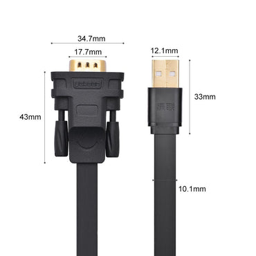[CLEARANCE] UGREEN 2 Meters USB 2.0 Male to RS232 DB9 Male Serial Adapter Cable with Gold Plated Connectors, Multi-Layer Shielding for PC, Desktop Computer, Router, Barcode Scanner, Serial Printer, etc. - Supports Windows, macOS, Linux | 20218