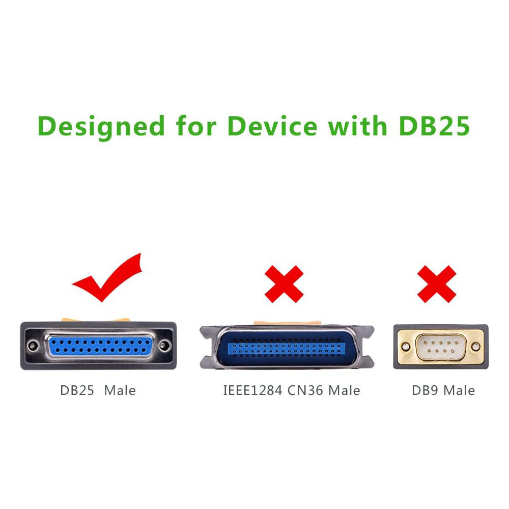 UGREEN Bi-Directional USB 2.0 Male to DB25 Female 2 Meters Parallel Printer Adapter Cable with 12Mbps Transfer Rate for PC, Desktop Computer, Laptop, Inkjet, Laser, Dot Matrix, Label Printer - Supports Windows, macOS, Linux | 20224