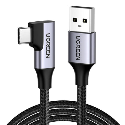 UGREEN 3A USB-A to USB-C (1m) 90° Right Angled Fast Charging & Data Sync Type C Charger Cable for Smartphones, Tablets, Cameras & Electronics Devices | US385