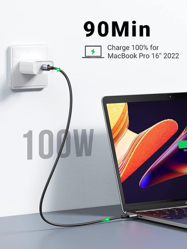 UGREEN 0.5 Meter USB-C to USB-C 2.0 Fast Charging Nylon Braided Cable 100W 5A with 480Mbps Data Transfer Speed - Gray | 20478