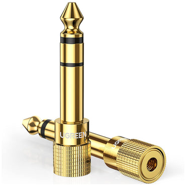 UGREEN 3.5mm to 6.5mm Stereo Jack Audio Adapter Plug - Made with Solid Brass Copper and Gold Plated Contacts for Guitar, Mixer, Amplifier, Headpone, Speaker, PC, TV, Tablet, Phone, MP3, etc. | 20503