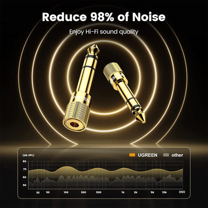 UGREEN 3.5mm to 6.5mm Stereo Jack Audio Adapter Plug - Made with Solid Brass Copper and Gold Plated Contacts for Guitar, Mixer, Amplifier, Headpone, Speaker, PC, TV, Tablet, Phone, MP3, etc. | 20503