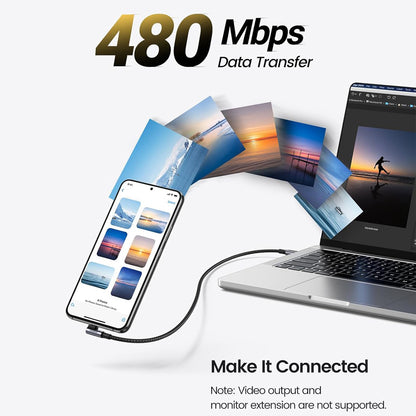 UGREEN PD100W 5A USB-C to USB-C (3m) 90° Angled Fast Charging & Data Sync Type C Charger Cable for iPhone 16/15 Pro Max, MacBook Pro/Air, iPad Pro/Mini, SAMSUNG Galaxy S24 S23 Ultra - Smartphones, Tablets & Laptops | US334