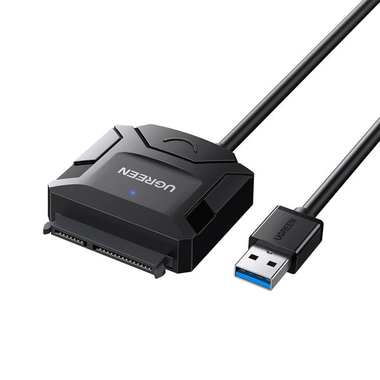 UGREEN 3.5" / 2.5" SATA to USB 3.0 Converter Adapter Cable 12V with 5Gbps Data Transfer Rate, 20TB Max Supported Storage for SSD/HDD Hard Disk Drive to PC, Desktop Computer, Laptop, TV, etc. - Supports Windows, macOS, Linux | 20636