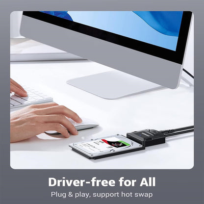 [CLEARANCE] UGREEN 3.5" / 2.5" SATA to USB 3.0 Converter Adapter Cable 12V with 5Gbps Data Transfer Rate, 20TB Max Supported Storage for SSD/HDD Hard Disk Drive to PC, Desktop Computer, Laptop, TV, etc. - Supports Windows, macOS, Linux | 20636