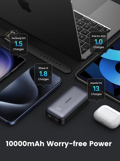 UGREEN Nexode 10000mAh Mini Pocket-Sized Power Bank PD 30W with Two-Way USB Type C Charging and LED Display Indicator for iPhone iPad Airpods Samsung Huawei Xiaomi Android Mobile Phone Smartphone Cellphone Tablet  - Chargers and Powerbanks