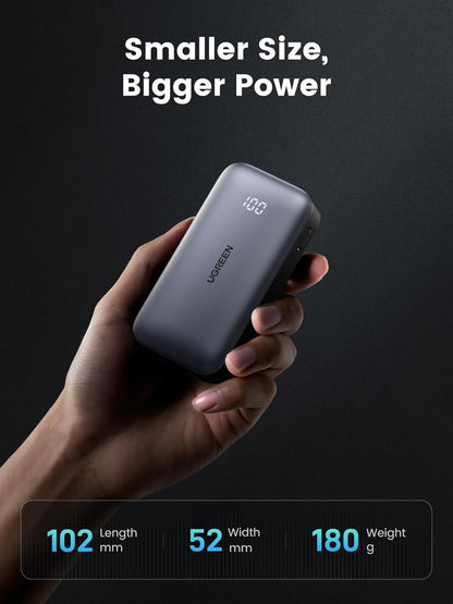 UGREEN Nexode 10000mAh Mini Pocket-Sized Power Bank PD 30W with Two-Way USB Type C Charging and LED Display Indicator for iPhone iPad Airpods Samsung Huawei Xiaomi Android Mobile Phone Smartphone Cellphone Tablet  - Chargers and Powerbanks