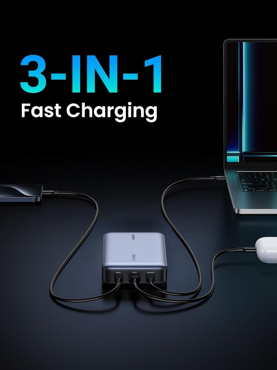 UGREEN 20000mAh PD 100W Fast Charge Power Bank with Two-way USB Type C Charging and Smart LED Display Indicator for iPhone iPad MacBook Samsung Huawei Xiaomi Android Mobile Phone Smartphone Cellphone Tablet Laptop - Chargers and Powerbanks