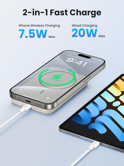 UGREEN 10000mAh Slim Magnetic Power Bank with PD 20W USB Type C and 15W Wireless Fast Charging for iPhone MagSafe Mobile Phone Smartphone Cellphone - Chargers and Powerbanks