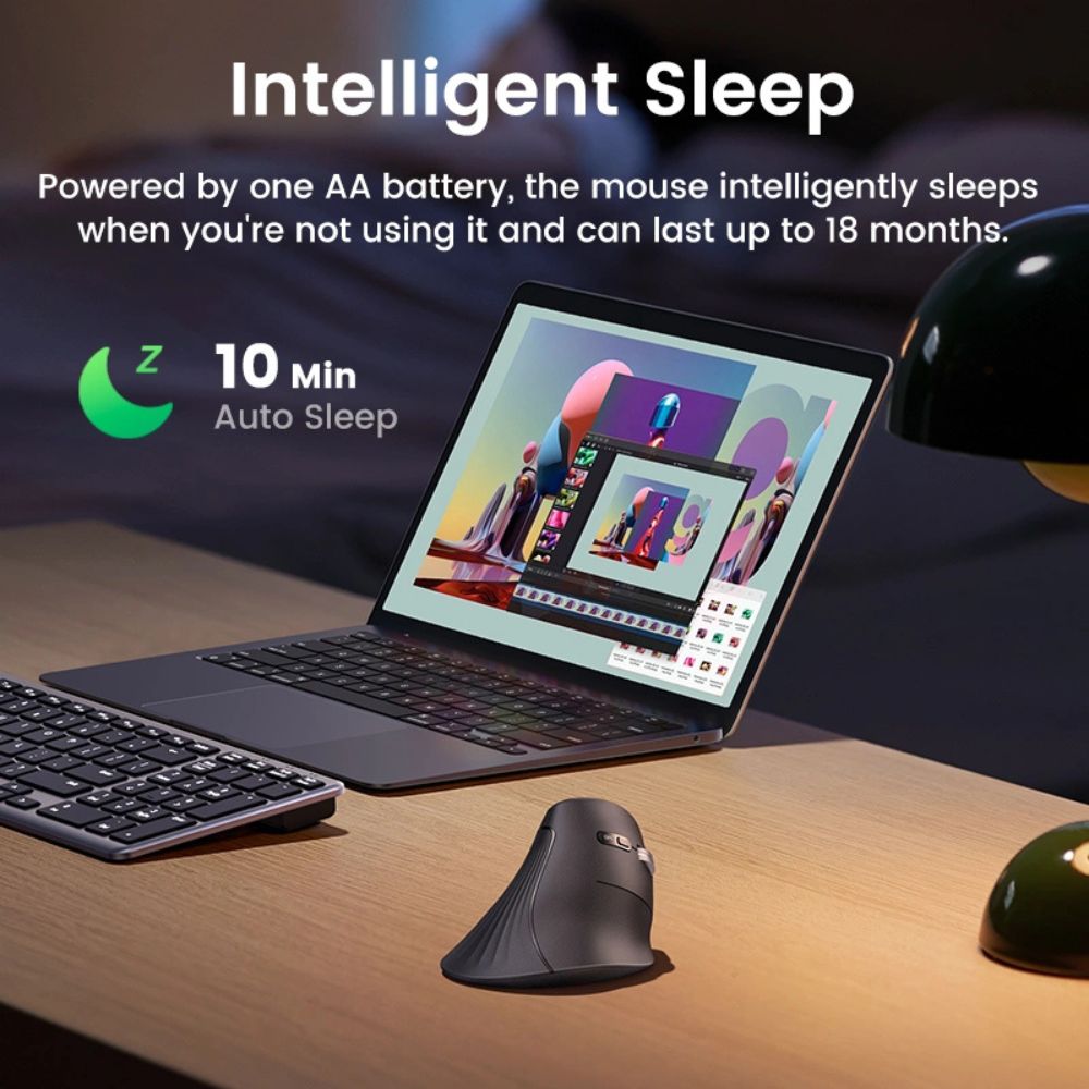 UGREEN Wireless Vertical Ergonomic Mouse Bluetooth 5.0 & 2.4GHz Silent 4000 DPI Multi-Device | MU008