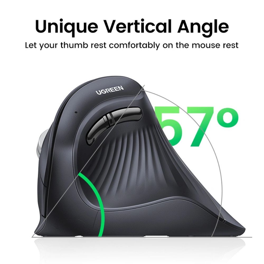 UGREEN Wireless Vertical Ergonomic Mouse Bluetooth 5.0 & 2.4GHz Silent 4000 DPI Multi-Device | MU008