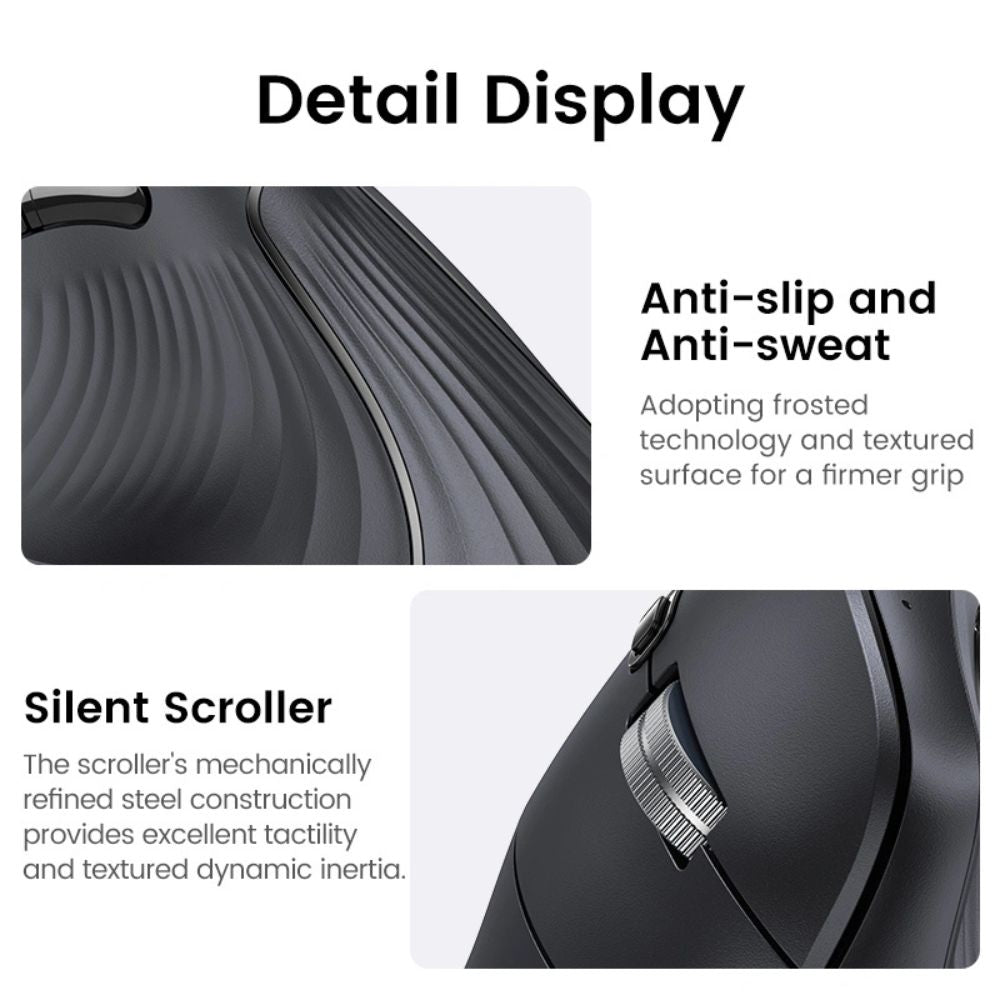 UGREEN Wireless Vertical Ergonomic Mouse Bluetooth 5.0 & 2.4GHz Silent 4000 DPI Multi-Device | MU008