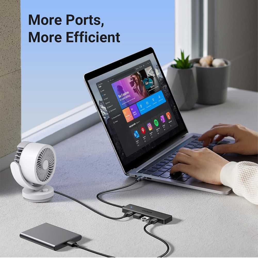 UGREEN USB 3.0 HUB 4-Port High-Speed Portable Splitter & Extension Data Hub Connector for Laptops & Desktop Computers - Windows, macOS, Linux & Chrome OS | CM219