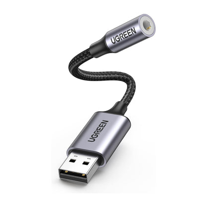 UGREEN 3.5mm Aux Female to USB-A Male Braided Audio Adapter Cable for PC, Laptop, Tablet, Phone, Speaker, Headphone, Earphone, etc. - Supports Windows, macOS, Linux, Android | 30757