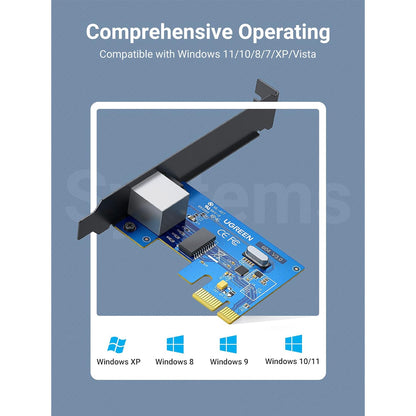 [CLEARANCE] UGREEN US230 PCI Express card Gigabit Network Ethernet with 10 100 1000 MBbps RJ45 LAN Adapter for Desktop, Computer | 30771