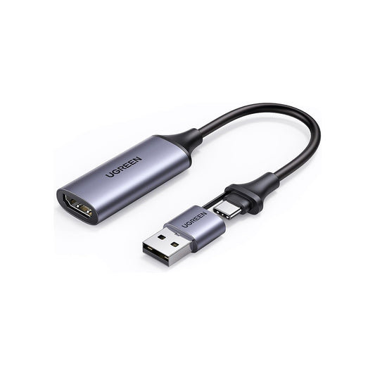 UGREEN Full HD 1080p USB A / USB C Male to 4K/60Hz HDMI Female Video Capture Card with 480Mbps Transfer Speed for Game Consoles, Smartphones, Cameras, Tablet, Camera, Laptop, PC, Computer with Windows 8.1/10/macOS/Linux/Android 5.0 | 15609