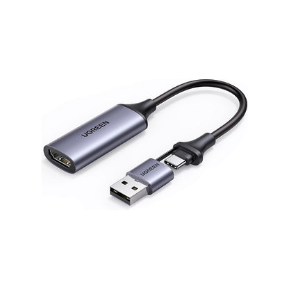 UGREEN Full HD 1080p USB A / USB C Male to 4K/60Hz HDMI Female Video Capture Card with 480Mbps Transfer Speed for Game Consoles, Smartphones, Cameras, Tablet, Camera, Laptop, PC, Computer with Windows 8.1/10/macOS/Linux/Android 5.0 | 40189