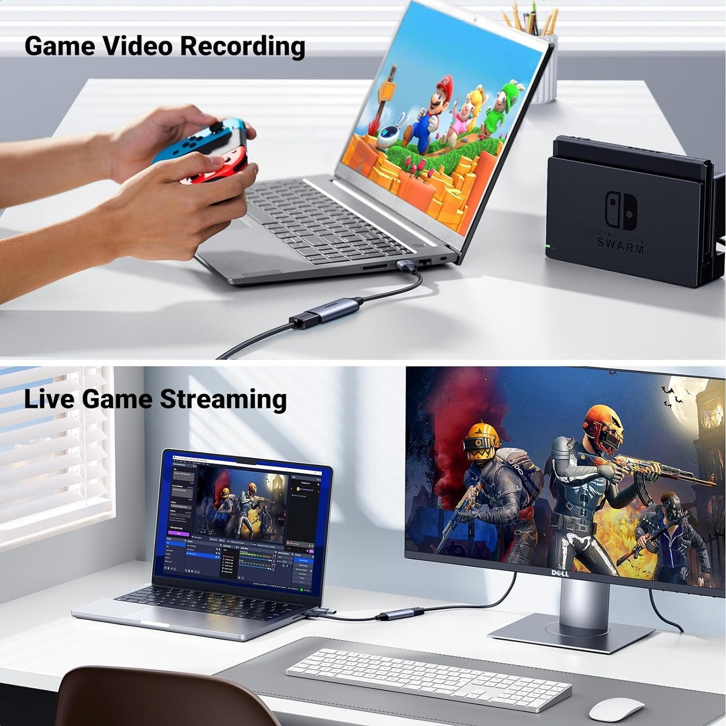 UGREEN Full HD 1080p USB A / USB C Male to 4K/60Hz HDMI Female Video Capture Card with 480Mbps Transfer Speed for Game Consoles, Smartphones, Cameras, Tablet, Camera, Laptop, PC, Computer with Windows 8.1/10/macOS/Linux/Android 5.0 | 40189