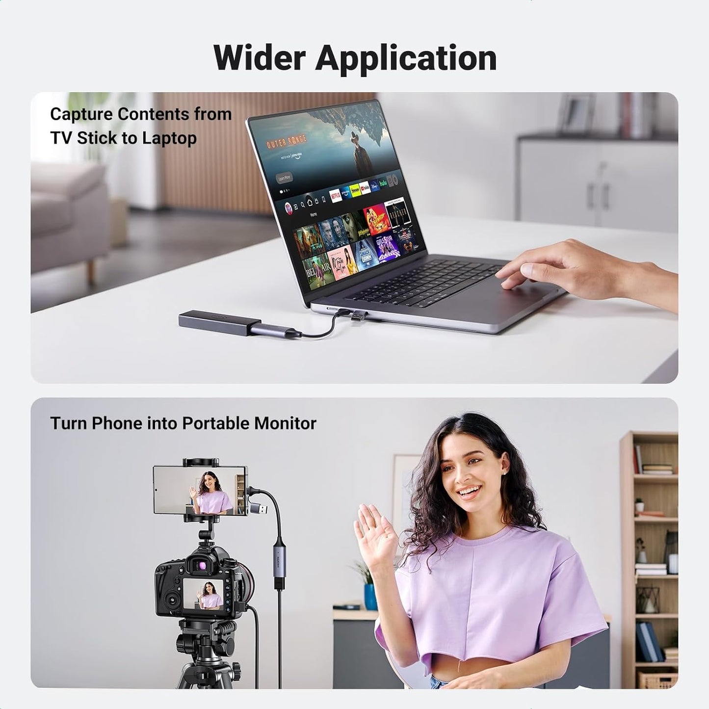 UGREEN Full HD 1080p USB A / USB C Male to 4K/60Hz HDMI Female Video Capture Card with 480Mbps Transfer Speed for Game Consoles, Smartphones, Cameras, Tablet, Camera, Laptop, PC, Computer with Windows 8.1/10/macOS/Linux/Android 5.0 | 40189