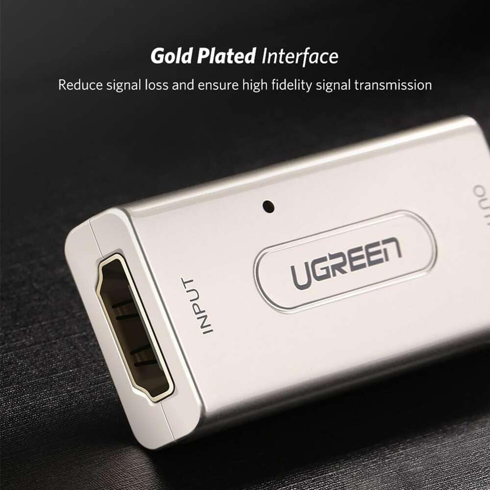UGREEN 1080p HDMI Repeater Female to Female Extender Connector with Built-In Signal Booster, Up to 150ft Signal Transmission | 40265