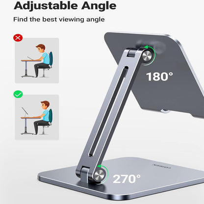 UGREEN Adjustable Aluminum Tablet & Phone Holder Stand for iPad, iPhone, Galaxy Tab, Ereader Pad, etc. | 40393