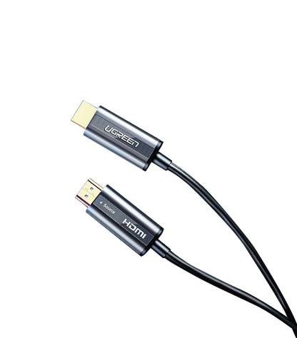 UGREEN 4K 60Hz HDMI 2.0 Unidirectional Fiber Optic Cable with 18Gbps Data Transfer Speed, 3D and HDR Support for TV Monitors and Projectors (15 Meters)