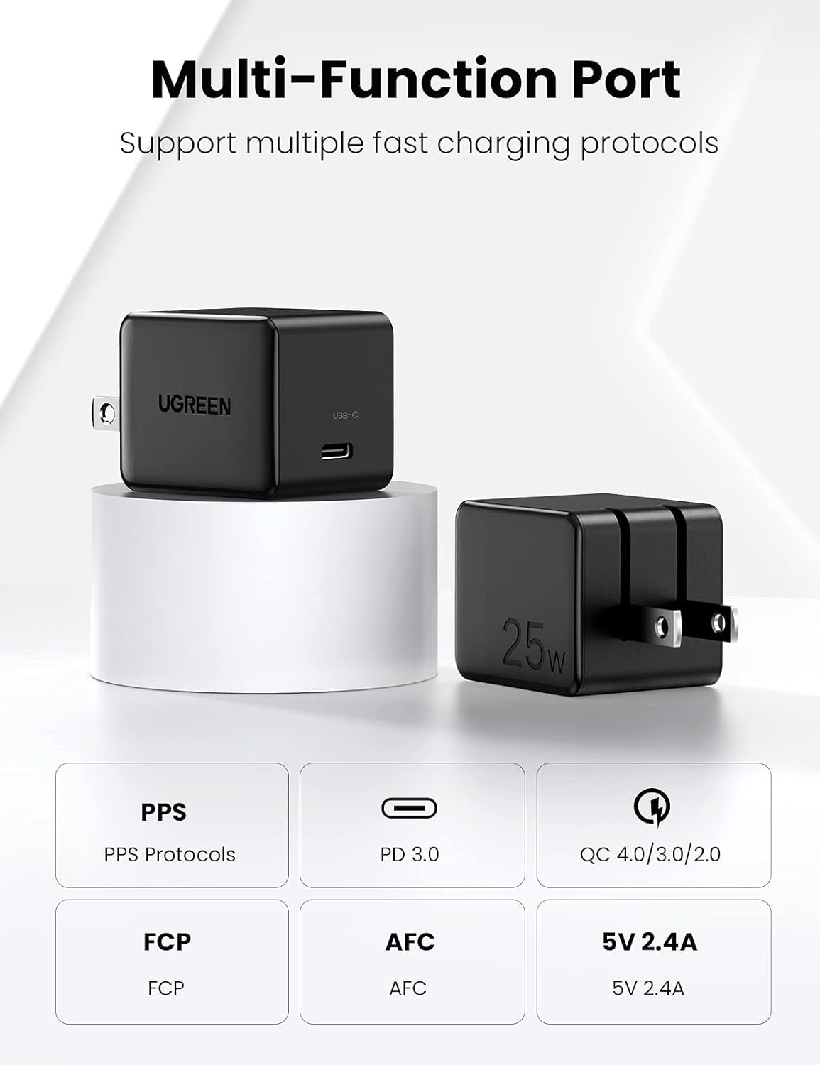 UGREEN 25W USB Type C Fast Charger Wall Adapter with 2 Meters Charging Cable for Samsung Huawei Oppo Vivo Xiaomi Android Phone and Tablet