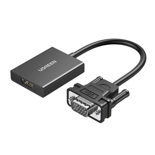 UGREEN 1080p 60fps VGA Male to HDMI Video Converter Adapter Cable with 3.5mm Audio Jack & USB C Power Port for PC, Desktop Computer, Laptop, HD TV, Display Monitor, Projector, etc. - Supports Windows & Linux | 50945