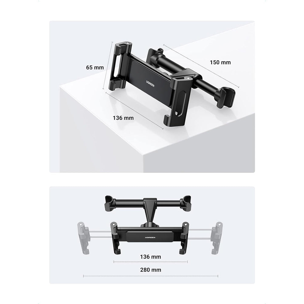 UGREEN 360° Adjustable Universal Headrest Mount Car Seat 4.7" to 12.9" Tablet and Phone Holder with Dedicated Charging Hole | 60108