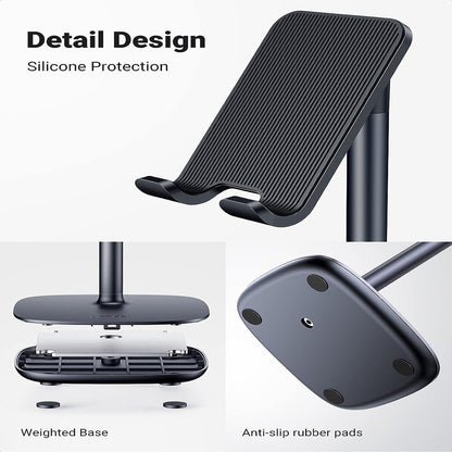 [CLEARANCE] UGREEN Adjustable Desk Phone Holder Stand with Weighted Base for iPhone, Samsung Galaxy, Huawei, Oppo, Vivo, Xiaomi, Android Smartphone, etc. (Black) | 60324