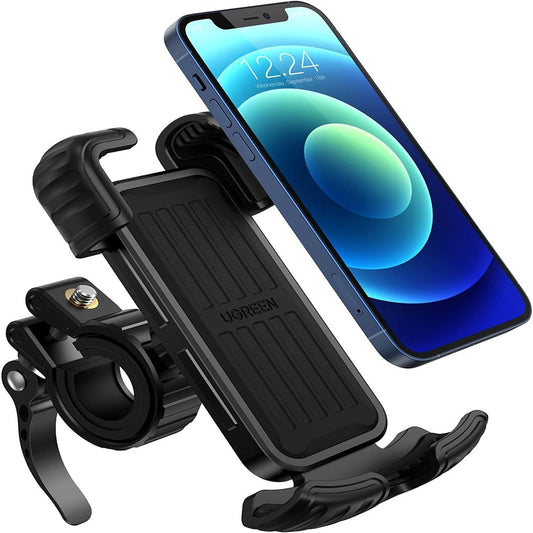 UGREEN Universal Clamp Type Handle Bar Mobile Phone Holder with 22-28mm Clamping Capacity, 360° Adjustable Angle, and 3-Section Clamp for Bicycle and Motorcycle | 60548