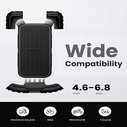 [CLEARANCE] UGREEN Universal Clamp Type Handle Bar Mobile Phone Holder with 22-28mm Clamping Capacity, 360° Adjustable Angle, and 3-Section Clamp for Bicycle and Motorcycle | 60548