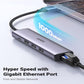 UGREEN USB 3.0 Hub with 1000Mbps RJ45 Gigabit Ethernet Adapter, 5V 2A USB C Charging Port, 5Gbps Transfer Speed for MacBook, PC, Desktop Computer, Laptop, Keyboard, Mouse, Card Reader, etc. | 60554