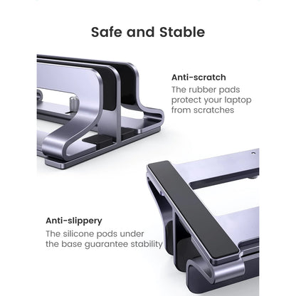 Ugreen Aluminum Vertical Laptop Stand with Dual Adjustable Slots for Desktop, Laptop, Tablet, Smartphone, iPad, MacBook | 60643