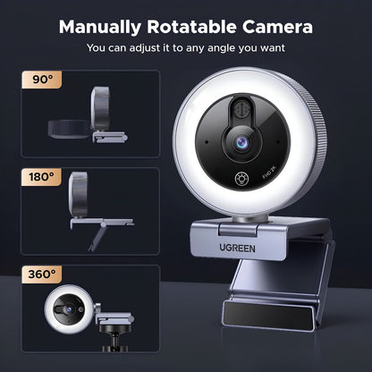 UGREEN 2K USB HD Webcam with Ring Light | CM910