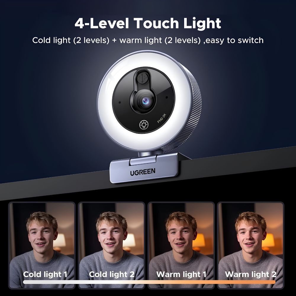 UGREEN 2K USB HD Webcam with Ring Light | CM910