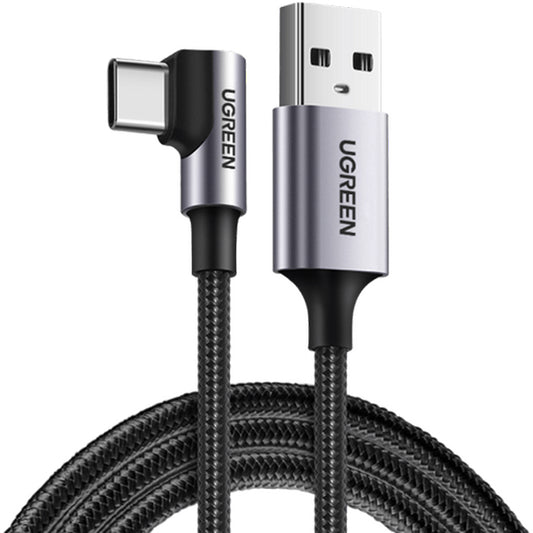 UGREEN 18W Right Angle USB Type C to USB A Data Quick Charging Cable Charger (3-Meter) for Smartphone, Tablet, Camera, Samsung Galaxy Plus Ultra, Huawei, Xiaomi, etc. | 70255