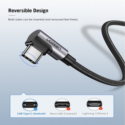 UGREEN 18W Right Angle USB Type C to USB A Data Quick Charging Cable Charger (3-Meter) for Smartphone, Tablet, Camera, Samsung Galaxy Plus Ultra, Huawei, Xiaomi, etc. | 70255