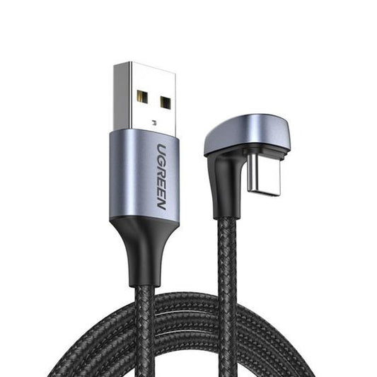 UGREEN U-Bend Angled USB Type C to USB A Data Quick Charging Cable Charger (2-Meter) for Smartphone, Tablet, Camera, Samsung Galaxy Plus Ultra, Huawei, Xiaomi, etc. | 70315