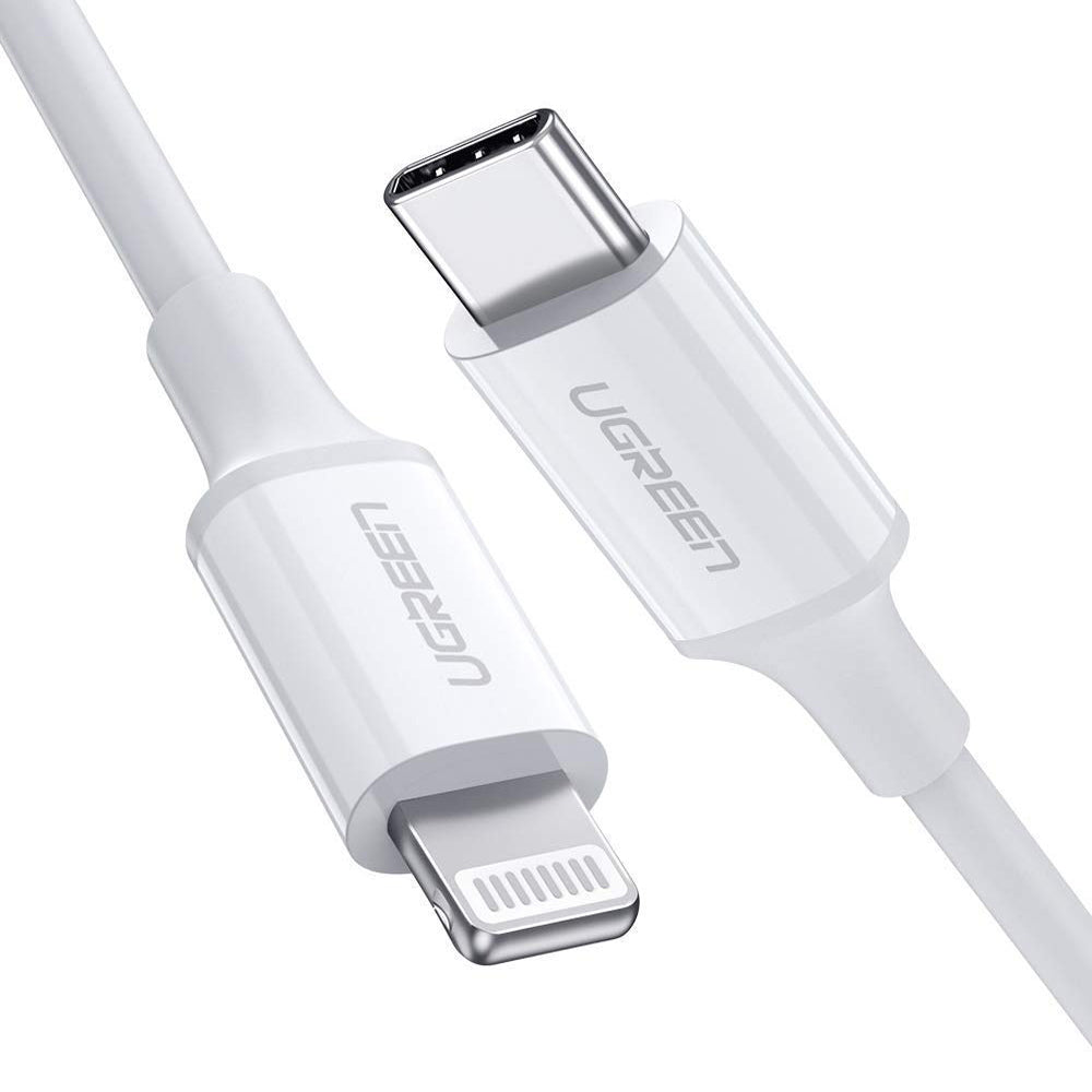 UGREEN 20W 3A USB C to Lightning Fast Charging & Data Sync Cable (1.5 Meters) with Up to 480Mbps Transfer Rate, Nylon Braided Jacket, Multi-Layer Shielding for iPhone, iPad, iPod, AirPods (Silver) - 70524