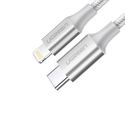 [CLEARANCE] UGREEN USB-C to Lightning Cable 3A Fast Charging Cable Aluminum Braided Shell (2M) (Silver) |70525