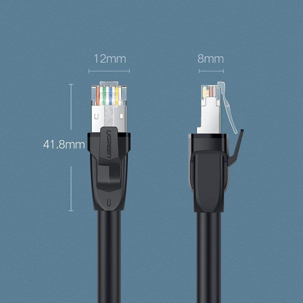 UGREEN CAT8 RJ45 Ethernet Patch Network Cable with 40Gbps Data Transmission Speed, 2000Mhz Bandwidth, 26AWG S/FTP for Computers, PC, Laptop, Routers, Switch, Modems, Hubs, Network Adapters, Printers & Game Consoles (10 Meters, 15 Meters)